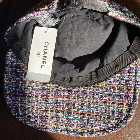 New Chanel Women's Multicolor Tweed Cap - Picture 4 of 6